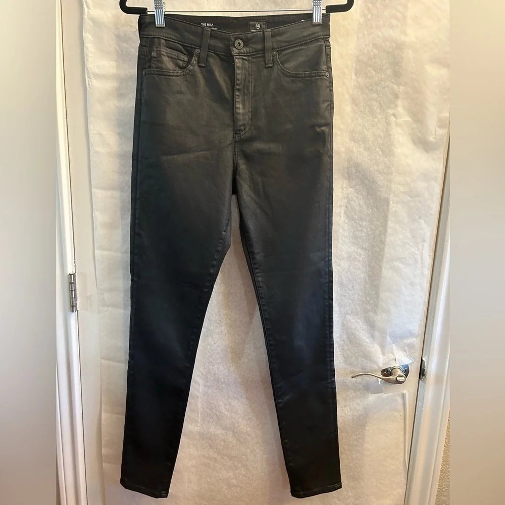 AGA Adriano Goldschmied The Mila super high rise skinny black jeans‎ Sz-29R. Y5